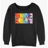 Girls * | Best Sale Pokemon Rainbow Faces Girls Slouchy Sweatshirt Black