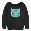 Girls * | Top 10 Pokemon Bulbasaur Face Girls Slouchy Sweatshirt Black