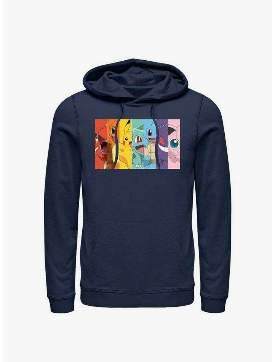 Guys * | Wholesale Pokemon Rainbow Panels Hoodie Navy