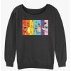 Girls * | Top 10 Pokemon Rainbow Faces Girls Slouchy Sweatshirt Char Htr