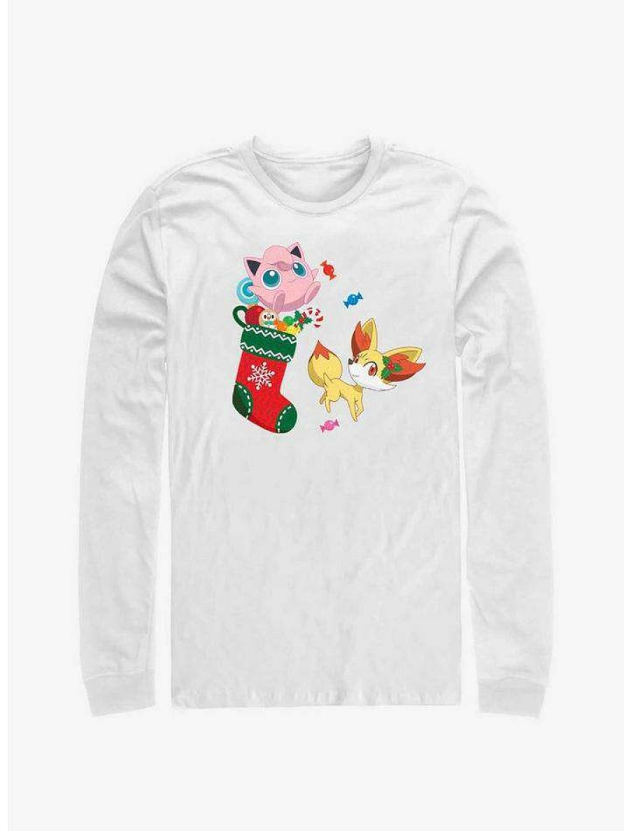 Guys * | Flash Sale Pokemon Jiggly Puff And Fennekin Gift Stocking Long-Sleeve T-Shirt White