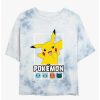 Tees * | Buy Pokemon Battle Lineup Pikachu, Squirtle, Bulbasaur, Charmander, & Snorlax Tie-Dye Girls Crop T-Shirt Whiteblue