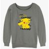 Girls * | Cheapest Pokemon Pikachu Cracks A Joke Girls Slouchy Sweatshirt Gray Htr