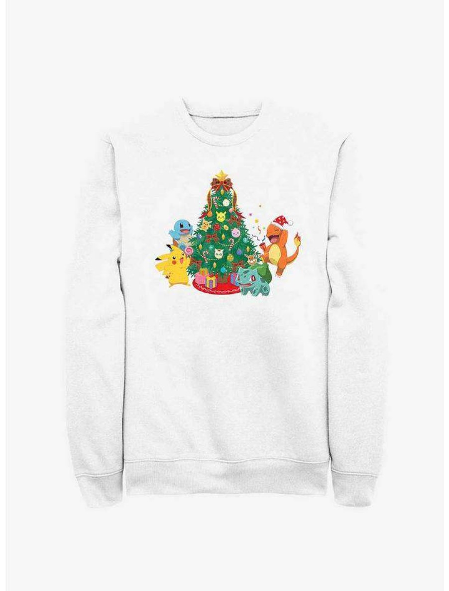 Guys * | Best Sale Pokemon Christmas Tree Sweatshirt White