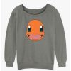 Girls * | Best Pirce Pokemon Charmander Face Girls Slouchy Sweatshirt Gray Htr