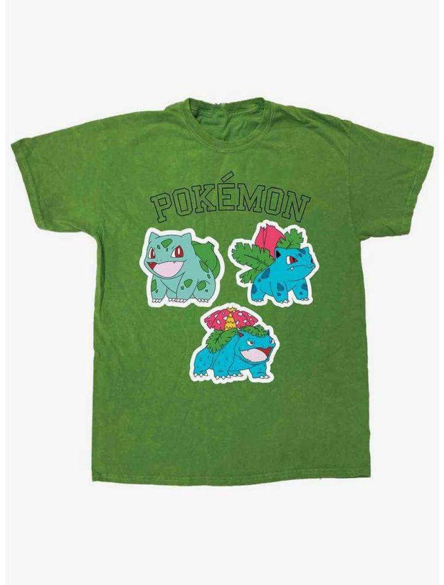 Girls * | Best Pirce Pokemon Grass Types Pigment Wash Boyfriend Fit Girls T-Shirt Multi