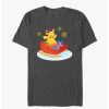 Guys * | Cheapest Pokemon Pikachu Sleigh Ride T-Shirt Charcoal