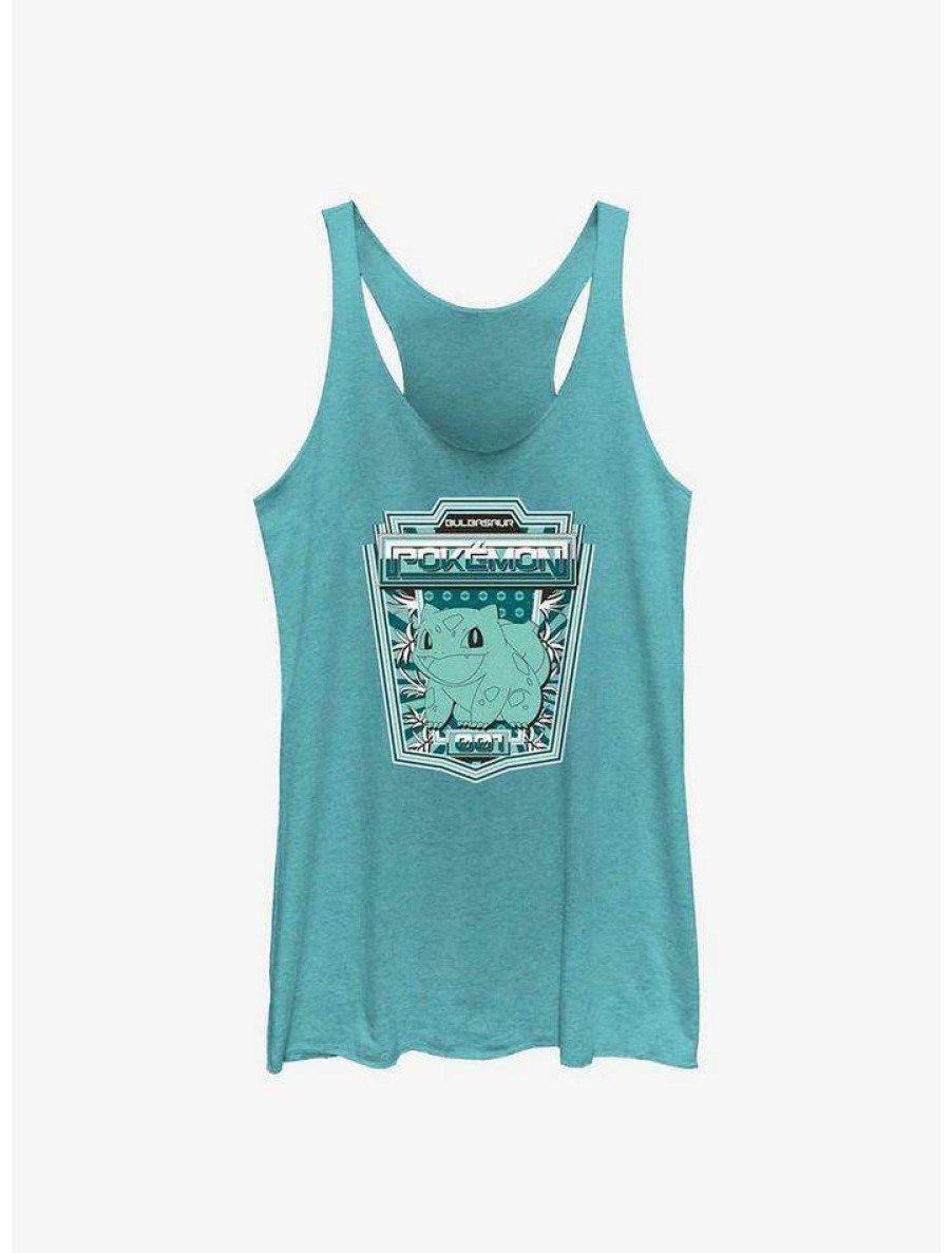 Girls * | Outlet Pokemon Bulbasaur Badge Girls Tank Tahi Blue