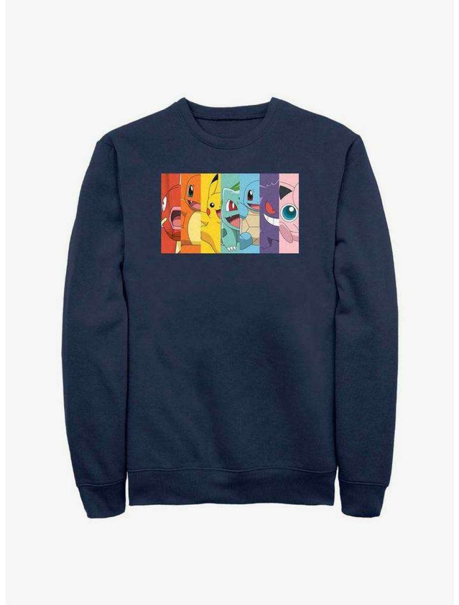 Guys * | Best Sale Pokemon Rainbow Panels Sweatshirt Navy