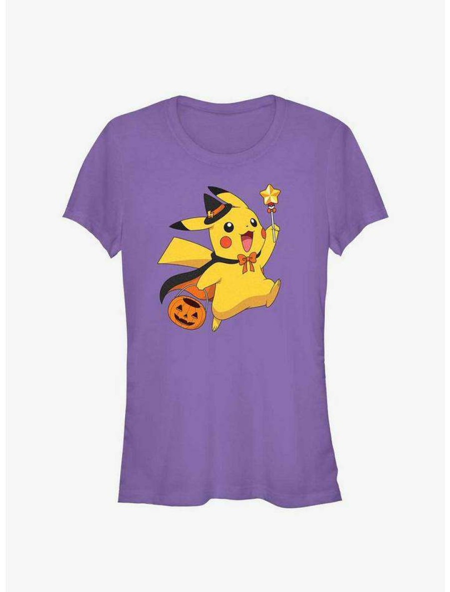 Girls * | Best Sale Pokemon Pikachu Wizard Girls T-Shirt Purple