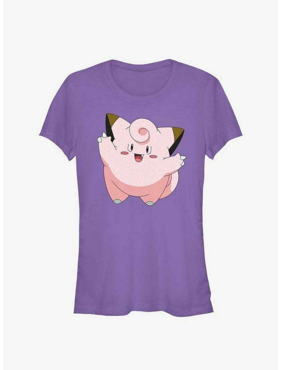 Tees * | Best Reviews Of Pokemon Clefairy Girls T-Shirt Purple