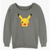 Girls * | New Pokemon Pikachu Face Girls Slouchy Sweatshirt Gray Htr