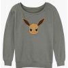 Girls * | Buy Pokemon Eevee Face Girls Slouchy Sweatshirt Gray Htr