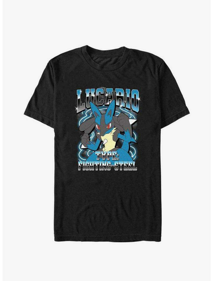 Tees * | Brand New Pokemon Lucario Fighting Steel T-Shirt Black