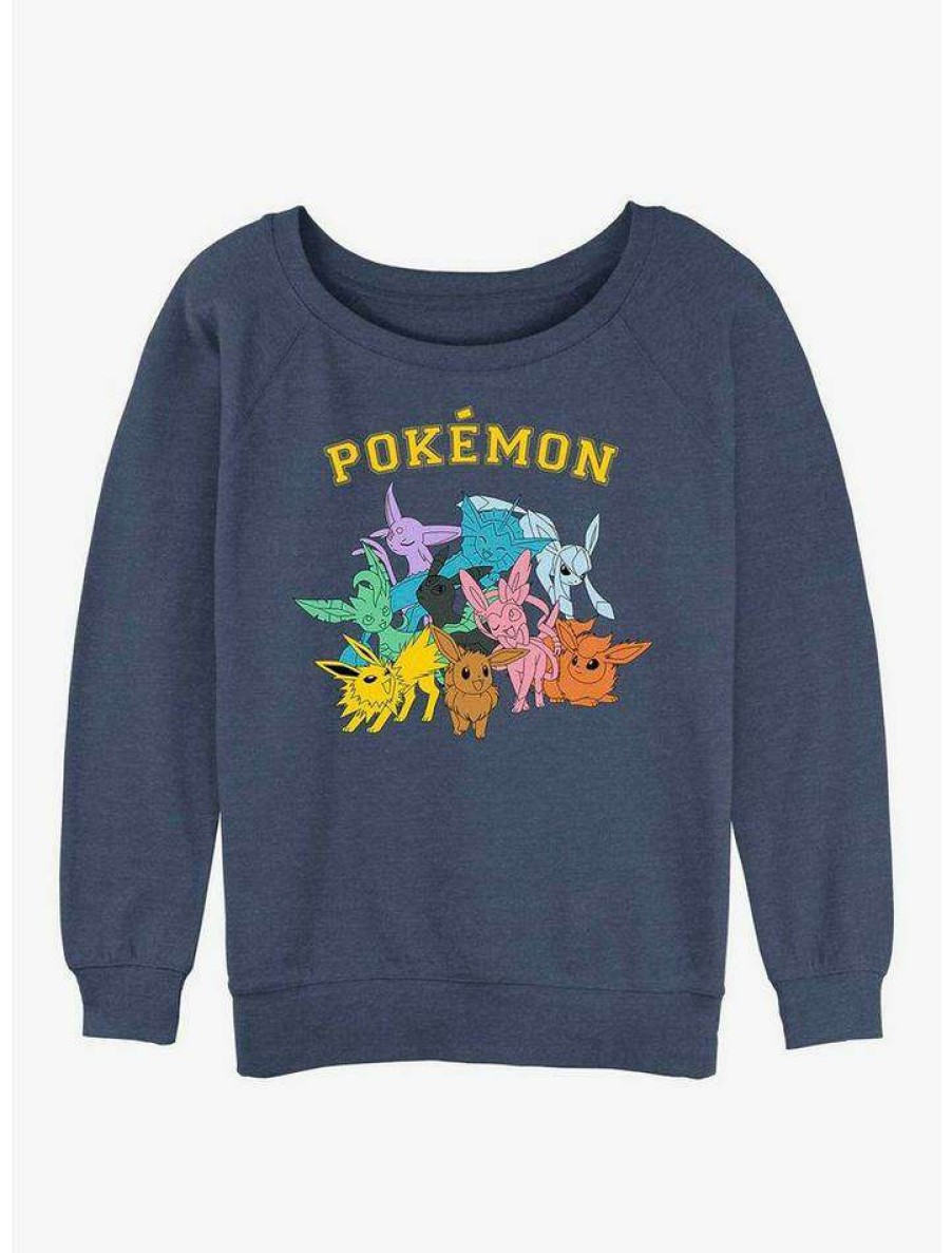 Girls * | Promo Pokemon Gotta Catch Eeveelutions Girls Slouchy Sweatshirt Bluehtr