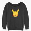 Girls * | Best Pirce Pokemon Pikachu Face Girls Slouchy Sweatshirt Char Htr