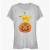 Girls * | Cheap Pokemon Pikachu Pumpkin Girls T-Shirt Ath Htr