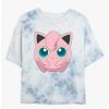 Tees * | Promo Pokemon Jigglypuff Face Tie-Dye Girls Crop T-Shirt Whiteblue