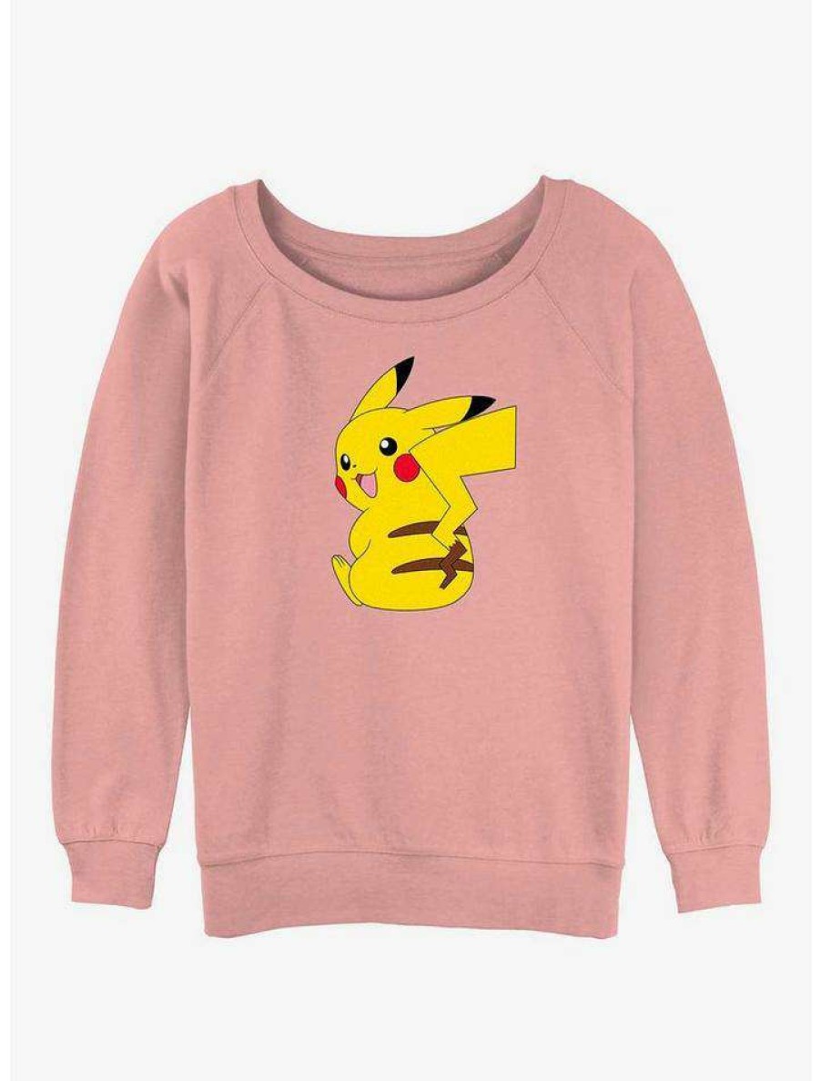 Girls * | Buy Pokemon Cheeky Pikachu Girls Slouchy Sweatshirt Desertpnk