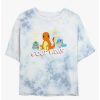 Tees * | Best Pirce Pokemon Good Vibes Starters Tie-Dye Girls Crop T-Shirt Whiteblue