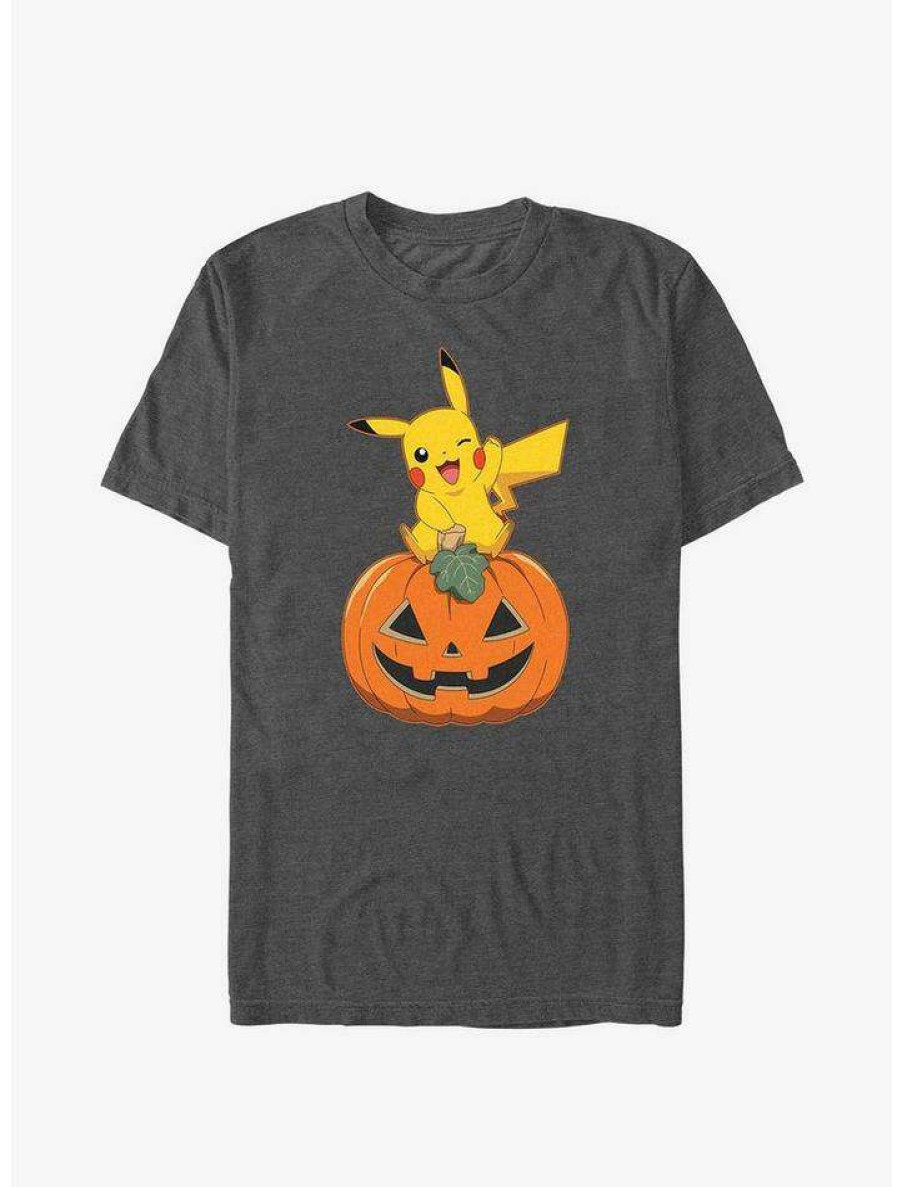 Guys * | Top 10 Pokemon Pikachu Pumpkin T-Shirt Char Htr