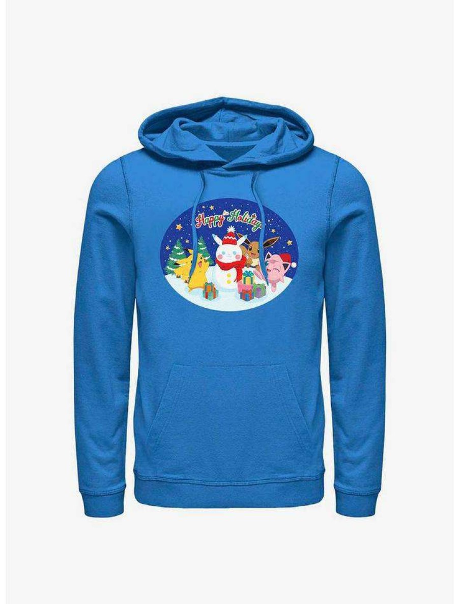 Guys * | Discount Pokemon Happy Holidays Snowman Hoodie Royal