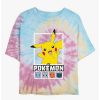 Tees * | Budget Pokemon Battle Lineup Pikachu, Squirtle, Bulbasaur, Charmander, & Snorlax Tie-Dye Girls Crop T-Shirt Blupnkly