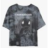 Tees * | Coupon Pokemon Charmander Tie-Dye Girls Crop T-Shirt Blkchar