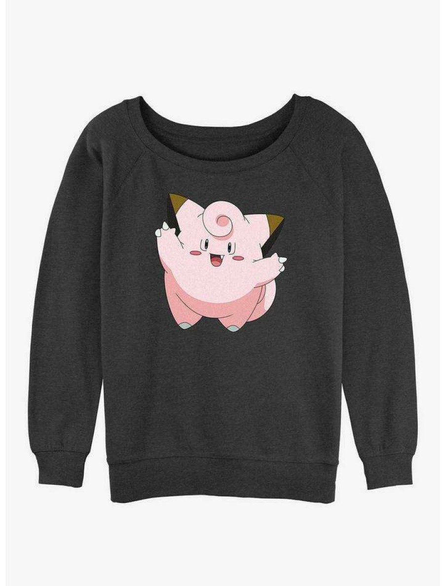 Girls * | Promo Pokemon Clefairy Girls Slouchy Sweatshirt Char Htr