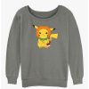 Girls * | New Pokemon Pumpkin Hat Pikachu Girls Slouchy Sweatshirt Gray Htr