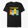 Tees * | Cheapest Pokemon Starter Pack Charmander, Squirtle, Pikachu, And Bulbasaur T-Shirt Black