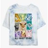 Tees * | Brand New Pokemon All About Eevee Tie-Dye Girls Crop T-Shirt Whiteblue