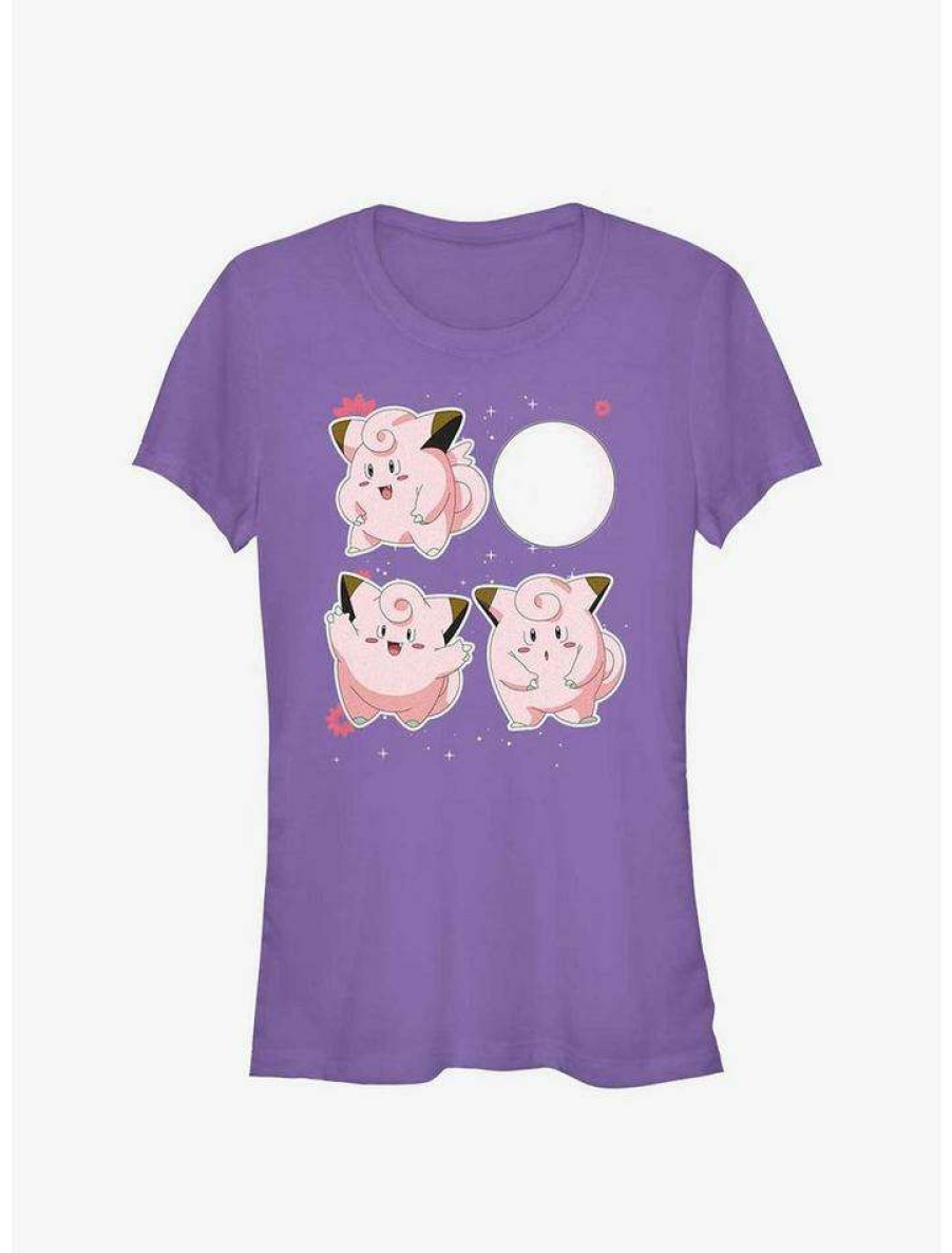 Tees * | Cheapest Pokemon Clefairy Dancing Girls T-Shirt Purple