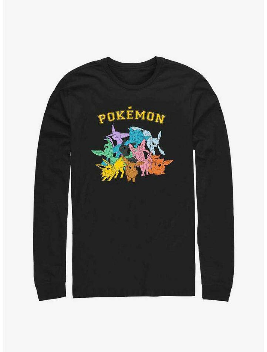 Guys * | Promo Pokemon Eeveelutions Long-Sleeve T-Shirt Black