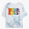 Tees * | Flash Sale Pokemon Rainbow Faces Tie-Dye Girls Crop T-Shirt Whiteblue